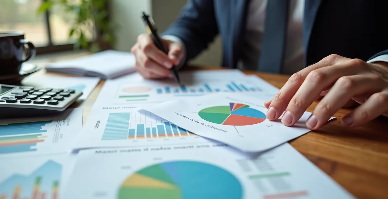 Tableau d'analyse avec graphiques et indicateurs de performance pour l'optimisation d'un menu de restaurant