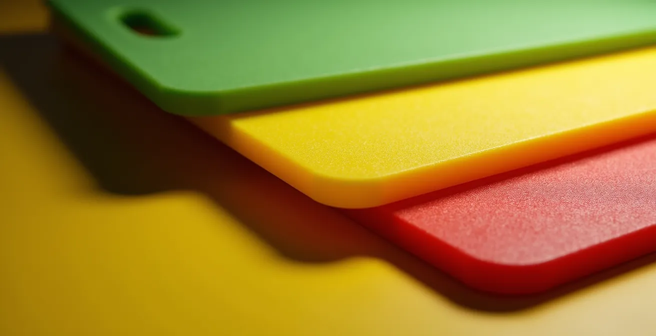 Kit d'urgence allergènes avec planches à découper colorées et ustensiles dédiés en cuisine professionnelle