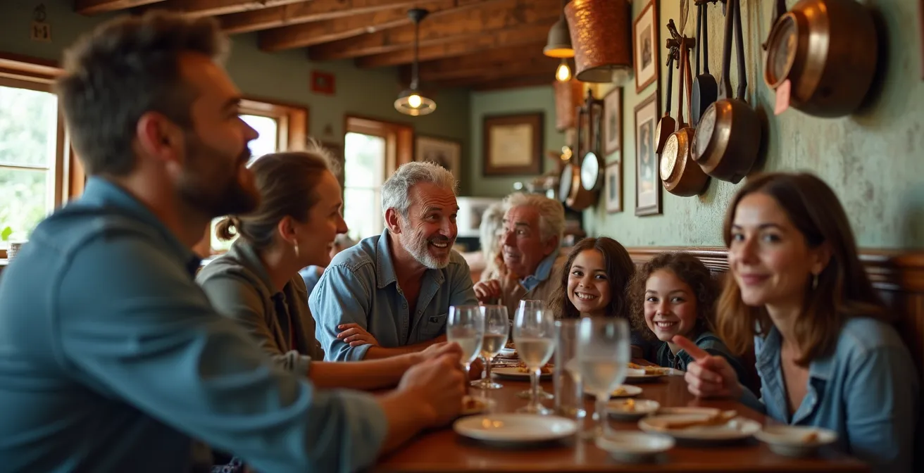 Salle de restaurant authentique accueillant des touristes découvrant les spécialités locales