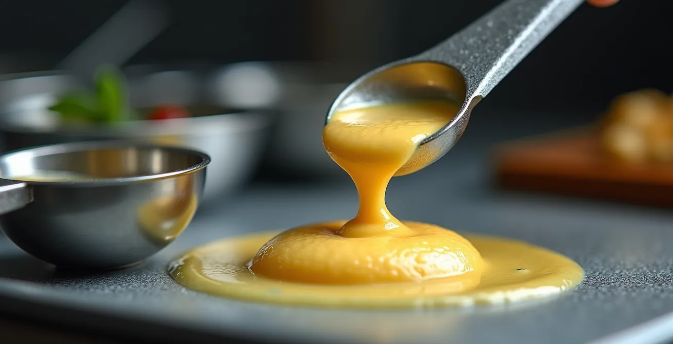 Vue macro de portions calibrées avec outils de mesure professionnels